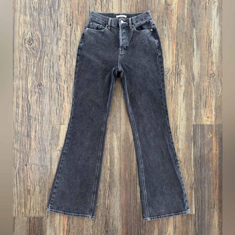 PacSun High Rise Bootcut Jeans Womens 25 Button Fly Faded Black Denim Cotton - Picture 2 of 13